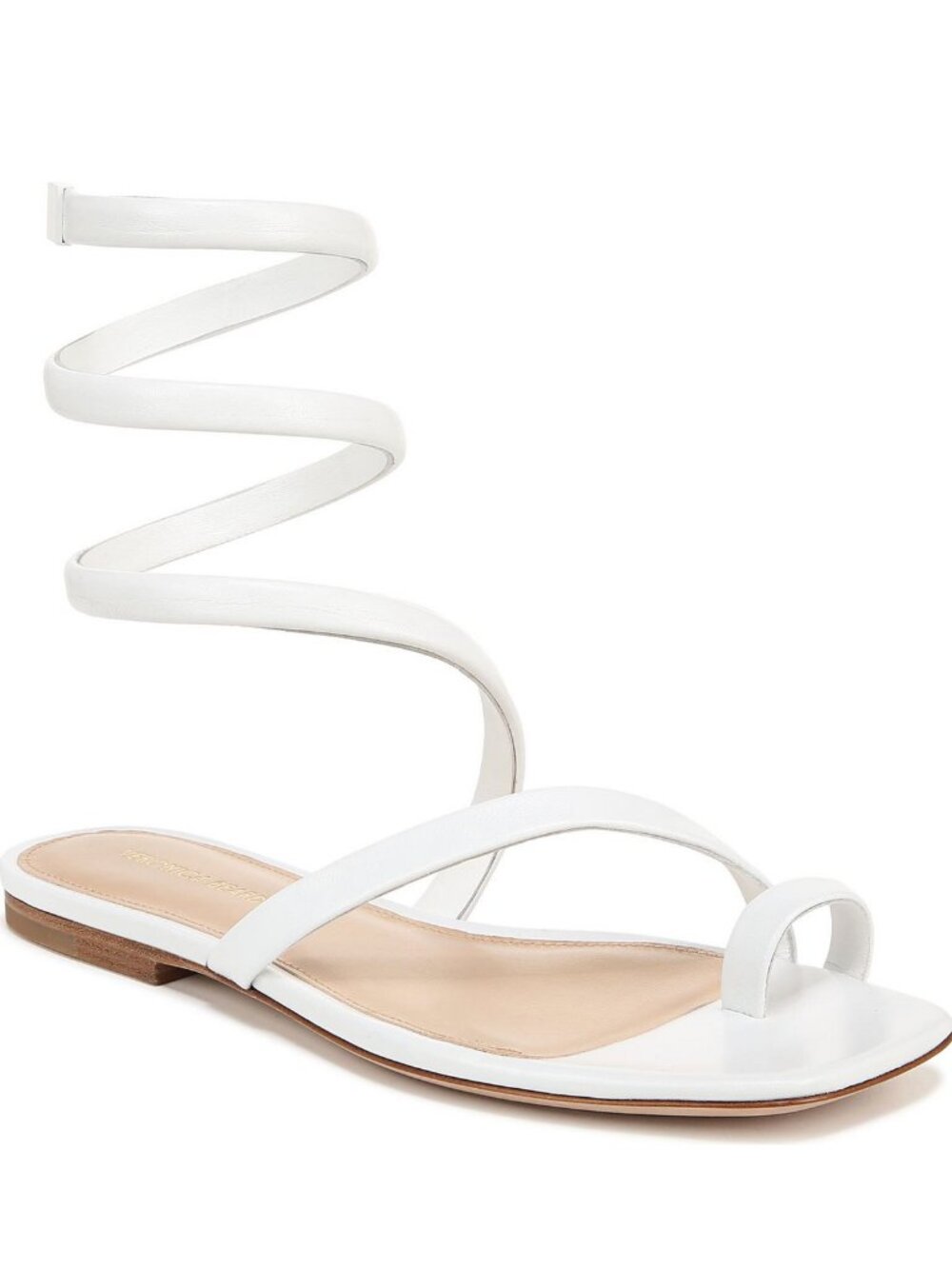 Veronica Beard White Spiral Wrap Toe-Loop Flat Sandals